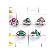 RBS861-Wholesale Lot Multi Cab Gemstone 5 Pcs Beautiful Rings With 925 Sterling Silver