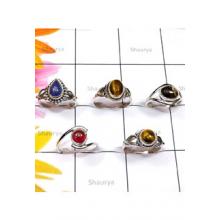 RBS855-Lightweight Multi Cab Gemstone Made In 925 Sterling Silver 5 Pcs Ring Wholesale Lot