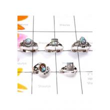 RBS885-Wholesale Lot Cab Labradorite Gemstone With 925 Sterling Silver 5 Pcs Rings