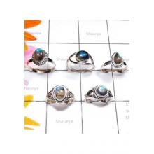 RBS883-Labradorite Cab Gemstone With 925 Sterling Silver 5 Pcs Beautiful Rings Wholesale Lot
