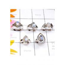 RBS905-Wholesale Lot Rainbow Cab Gemstone 5 Pcs Small Size Designer Ring Made In 925 Sterling Silver