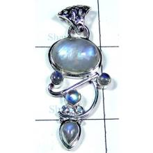 Unique silver designer Rainbow Moonstone Pendant-S10P374