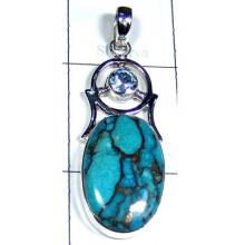 Blue Copper Turquoise Designer Pendant-S10P427