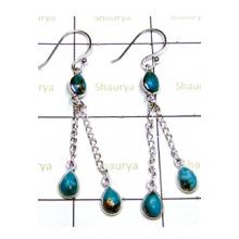 Gorgeous Blue Copper Turquoise Bejel Earrings-S12E025