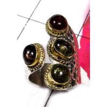 Tourmaline Silver Brass 2 Tone Ring-SAR596