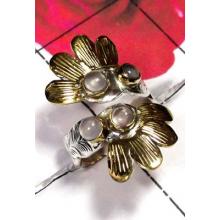 Unique Design silver Brass with Rose quartz Ring-SAR632