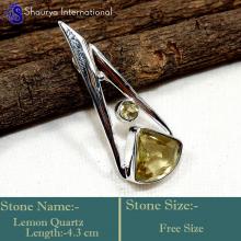 IPC987-Yellow Colour Lemon Quartz Cut Wholesale Pendants 925 Sterling Silver