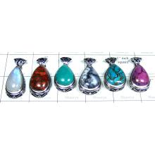 6 Pcs Silver gems Pendants - SYP039