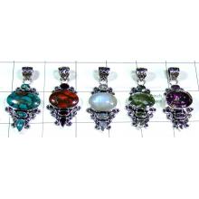 5 Pcs Beautiful silver gems Pendants - SYP054