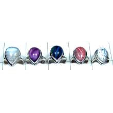 5 Pcs Silver gems Rings - SYR004