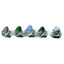 5 Pcs Silver gems Rings - SYR014