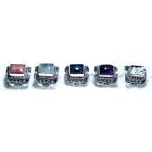 5 Pcs Silver gems Rings - SYR024