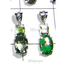 W2LCP955-10 Pcs-Wholesale Silver Gemstone Pendants
