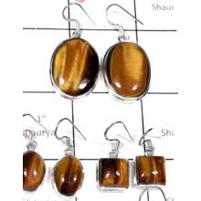 W2TE998-250 gm-Plain Silve Tiger Eye Wholesale Earrings