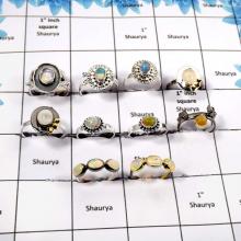 WBG923-10 Pcs Gorgeous Ethiopian Opal Gemstone Designer Fashion Rings 925 Sterling Silver
