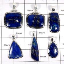WBG958-10 Pcs 100 Grams Lot Big Lapis Lazuli Gemstone Wholesale Pendants 925 Sterling Silver