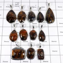 WBG962-10 Pcs 100 Grams Wholesale Lot Checker Cut Pietersite Gemstone Pendants 925 Sterling Silver