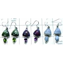 Wholesale silver gems earrings-jye020