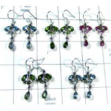 Silver gemstone 5 Pair Earrings-jye182