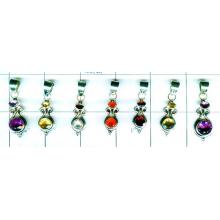 Color gemstone silver Pendants 7 Pcs-jyp105