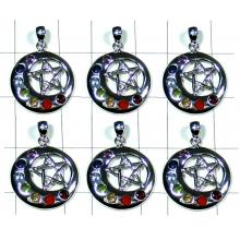 Silver star Pendants 6 pcs-jyp481