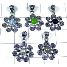 5 Pcs silver gems Pendants-jyp506