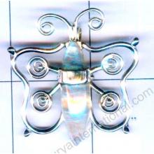 Silver shining butterfly moonstone pendent-nscsp142