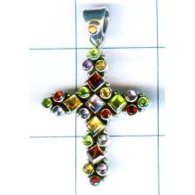 Silver multi cut cross pendent-nsnavp060