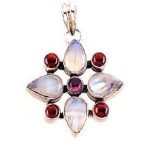 Cab Multi Stone Pendant-SSQBP221
