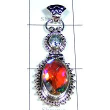 Sterling silver cut Rainbow Mystic Pendant-ss5p236