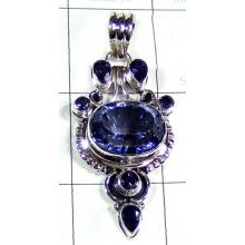 Silver Blue Mystic with Iolite gems Pendant-ss5p277
